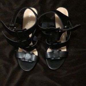 Madden Girl black leather heeled sandal